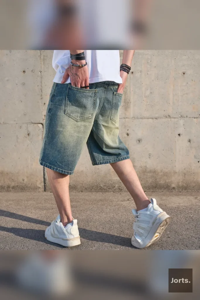 Texture detail of conventional denim fabric on mens pants