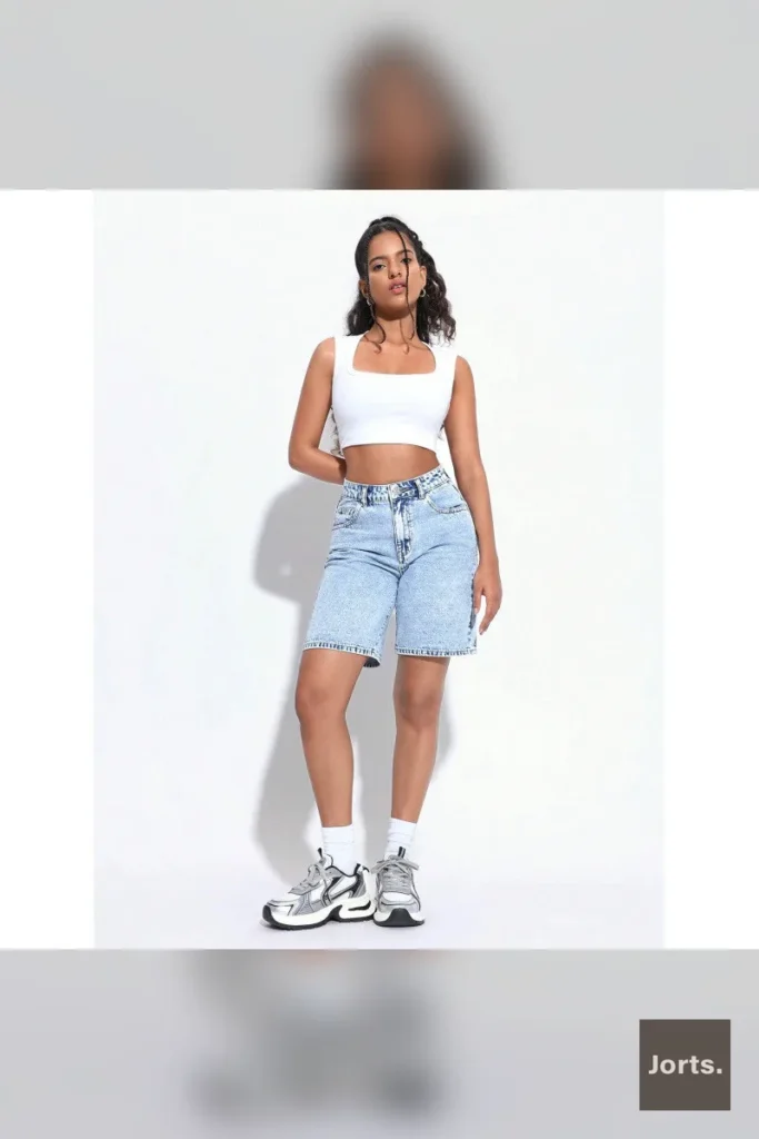 Women's light blue high waist wide leg cropped pants, back view